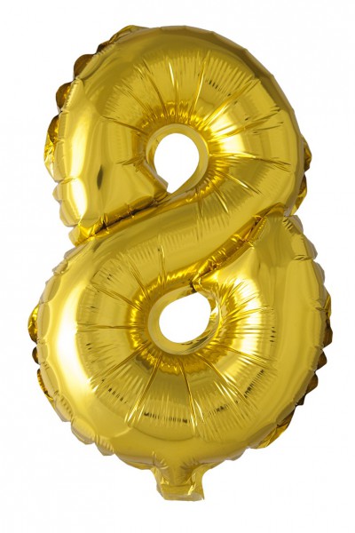 Ballons - Aluminium Or - Chiffre 8